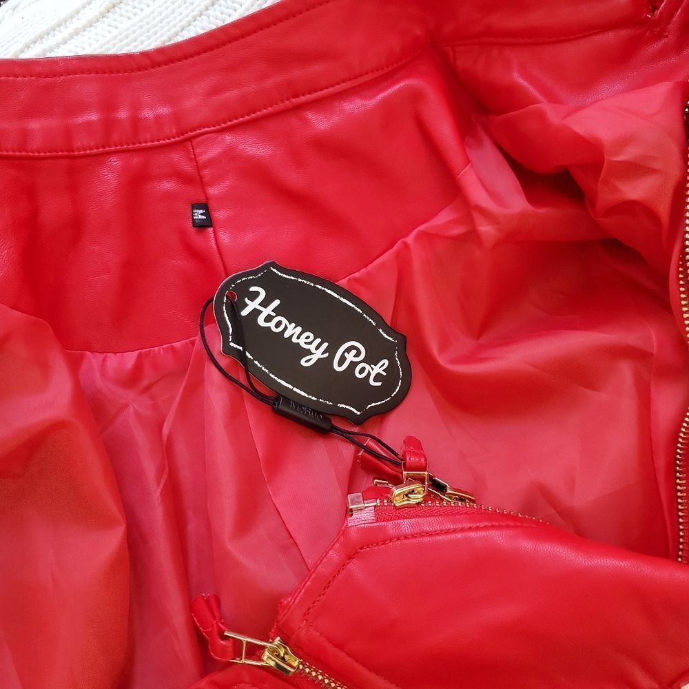 SX Honey Pot Faux Leather Studded Jacket sz Med - Picture 12 of 13